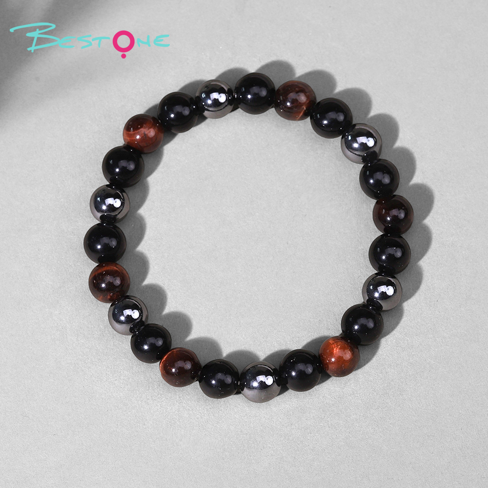 Mixed Beaded Bracelet with Natural Stone, Plastic & Iron Beads – 8mm Stretch Bracelet 18cm for Fashion Jewelry & Wholesale Gifts