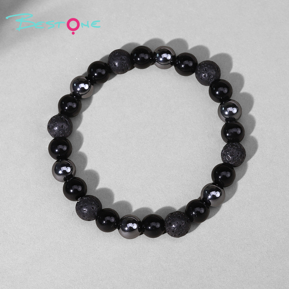 Mixed Beaded Bracelet with Natural Stone, Plastic & Iron Beads – 8mm Stretch Bracelet 18cm for Fashion Jewelry & Wholesale Gifts