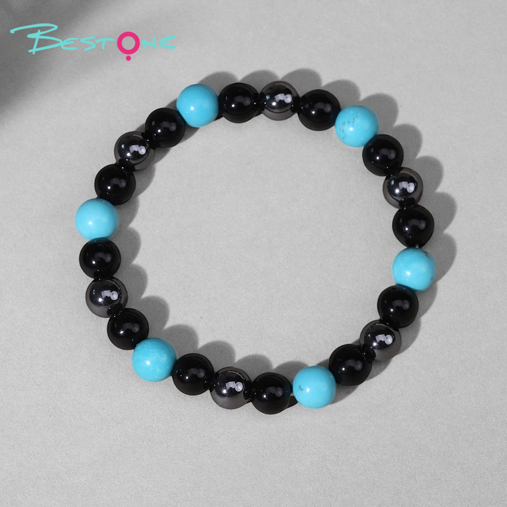 Mixed Beaded Bracelet with Natural Stone, Plastic & Iron Beads – 8mm Stretch Bracelet 18cm for Fashion Jewelry & Wholesale Gifts