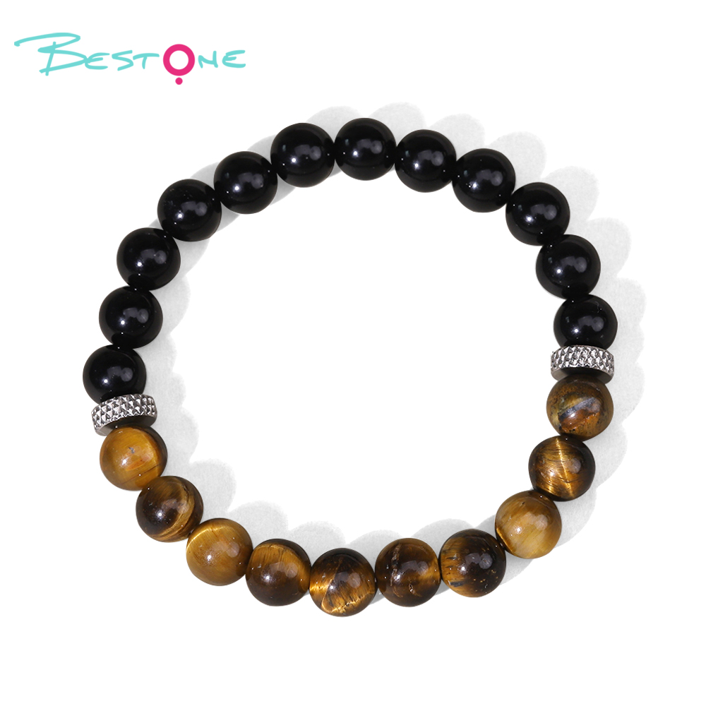 Beaded Bracelet Set with Natural Stone, Stainless Steel Spacer & Plastic Beads – 8mm Stretch Bracelets 18cm for Fashion Jewelry & Wholesale