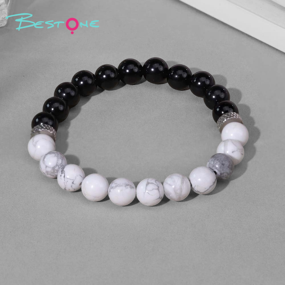 Beaded Bracelet Set with Natural Stone, Stainless Steel Spacer & Plastic Beads – 8mm Stretch Bracelets 18cm for Fashion Jewelry & Wholesale