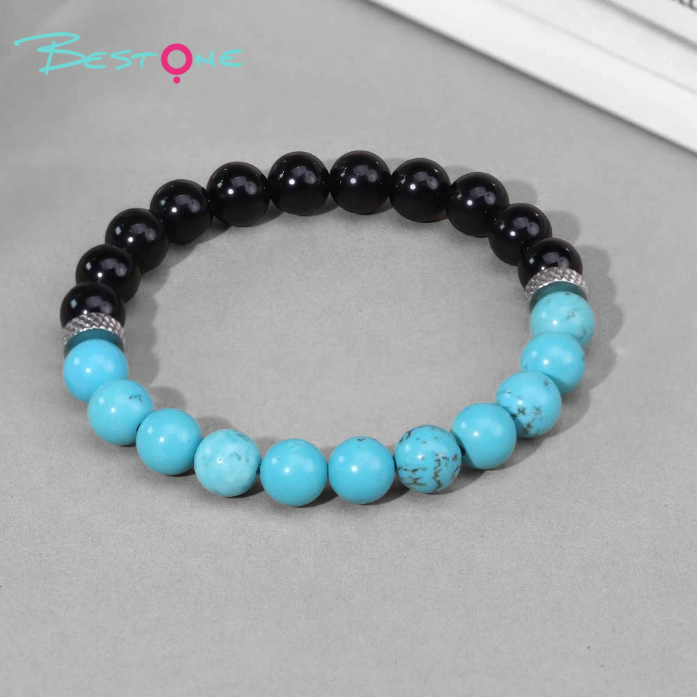 Beaded Bracelet Set with Natural Stone, Stainless Steel Spacer & Plastic Beads – 8mm Stretch Bracelets 18cm for Fashion Jewelry & Wholesale
