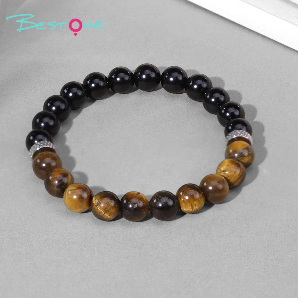Beaded Bracelet Set with Natural Stone, Stainless Steel Spacer & Plastic Beads – 8mm Stretch Bracelets 18cm for Fashion Jewelry & Wholesale