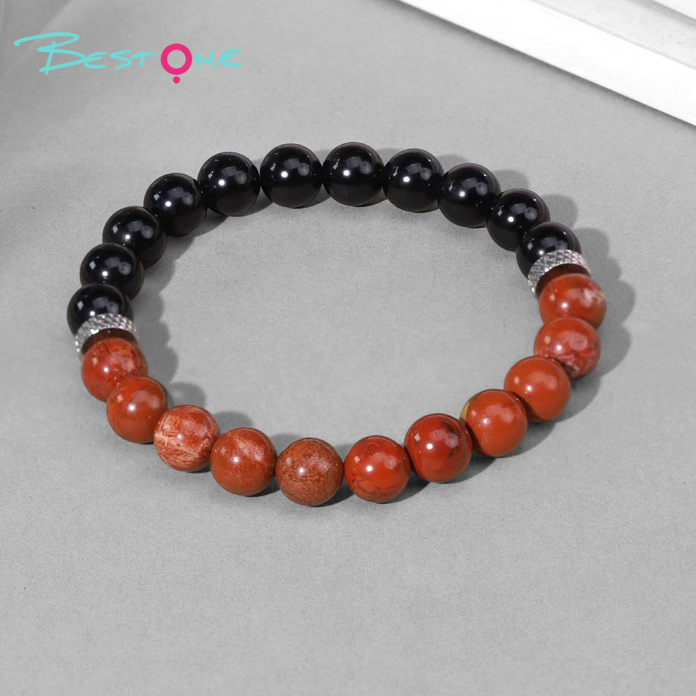 Beaded Bracelet Set with Natural Stone, Stainless Steel Spacer & Plastic Beads – 8mm Stretch Bracelets 18cm for Fashion Jewelry & Wholesale