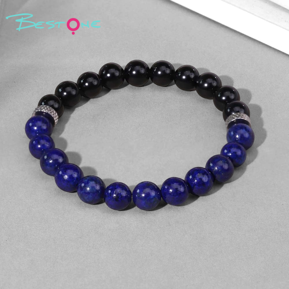Beaded Bracelet Set with Natural Stone, Stainless Steel Spacer & Plastic Beads – 8mm Stretch Bracelets 18cm for Fashion Jewelry & Wholesale