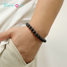 Natural Stone Beaded Bracelets 8mm – Lava, Tiger Eye, Lapis, Howlite, Jasper with Optional Mixed Bead Design – 18cm Stretch Unisex Jewelry Wholesale