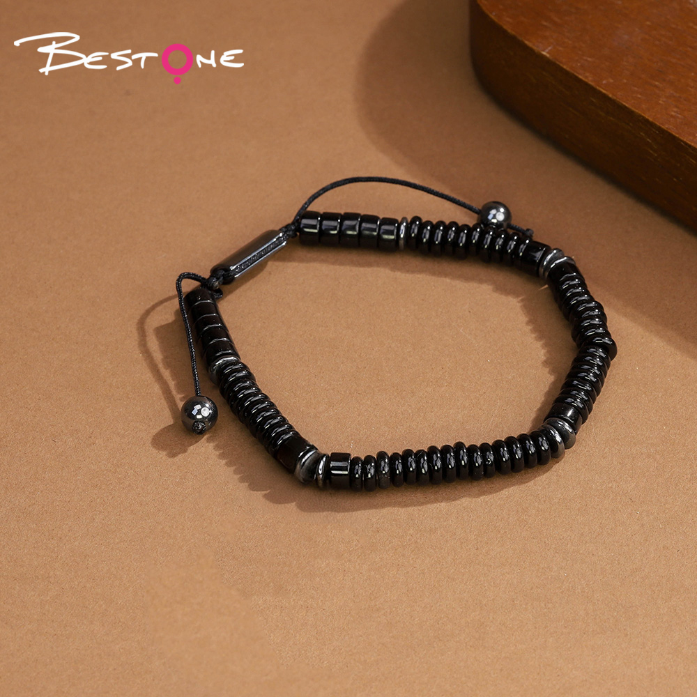 Natural Stone Adjustable Bracelet – Cylinder & Spacer Beads with Iron Stone Accents (Green Aventurine, Obsidian, Lapis, Tiger Eye, and More)