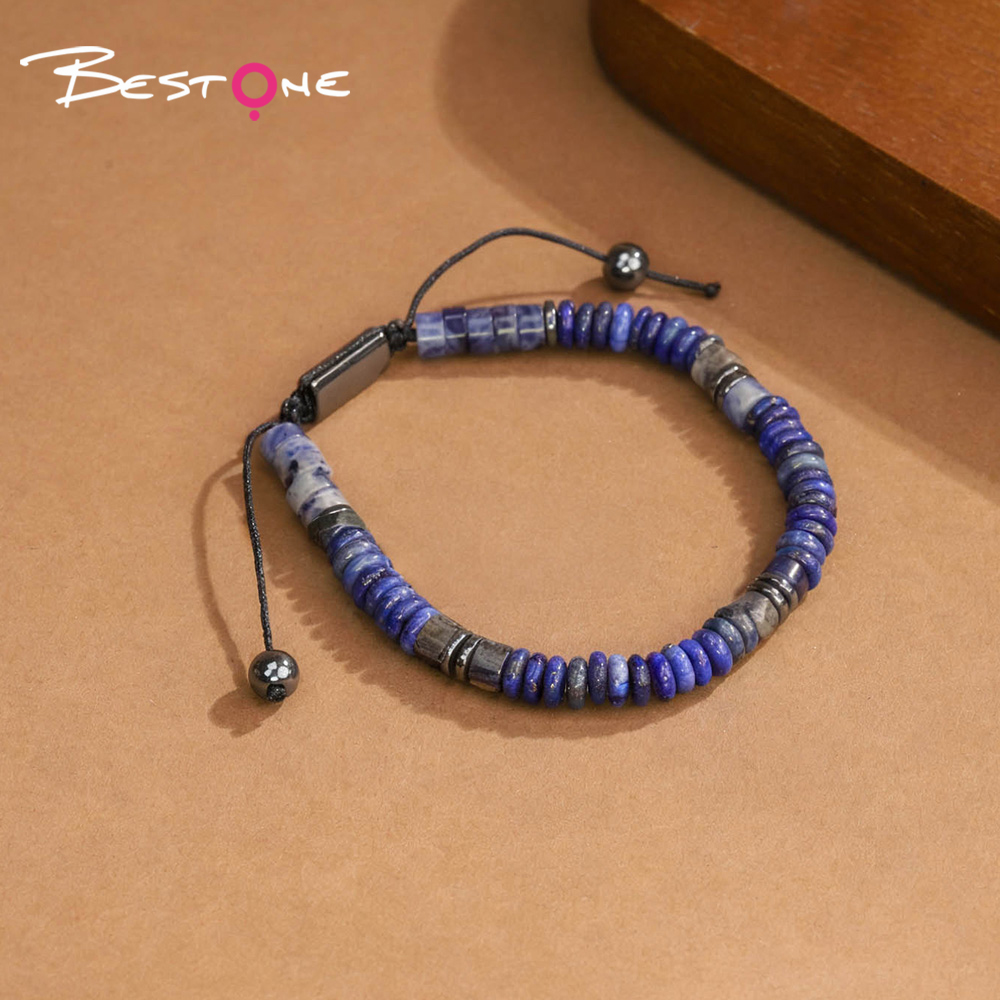Natural Stone Adjustable Bracelet – Cylinder & Spacer Beads with Iron Stone Accents (Green Aventurine, Obsidian, Lapis, Tiger Eye, and More)