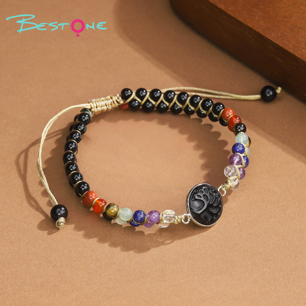 Tree of Life Double-Strand Natural Stone Bracelet – 7 Chakra Gemstone Beads with Adjustable Braided Cord (Aventurine, Rose Quartz, Amethyst, Turquoise, Obsidian, Tiger Eye) Tree of Life Double-Strand Natural Stone Bracelet – 7 Chakra Gemstone Beads with Adjustable Braided Cord (Aventurine, Rose Quartz, Amethyst, Turquoise, Obsidian, Tiger Eye)