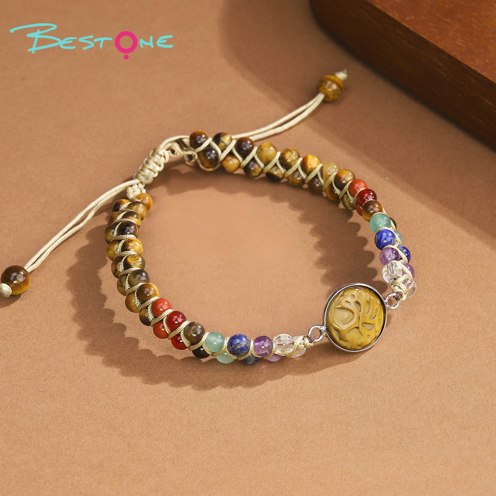 Tree of Life Double-Strand Natural Stone Bracelet – 7 Chakra Gemstone Beads with Adjustable Braided Cord (Aventurine, Rose Quartz, Amethyst, Turquoise, Obsidian, Tiger Eye) Tree of Life Double-Strand Natural Stone Bracelet – 7 Chakra Gemstone Beads with Adjustable Braided Cord (Aventurine, Rose Quartz, Amethyst, Turquoise, Obsidian, Tiger Eye)