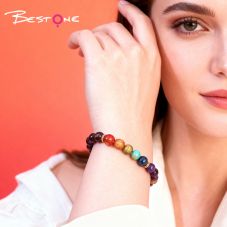 Engraved Natural Stone & Crystal Bead Bracelet – Amethyst, Blue Aventurine, 8mm Beads – Spiritual Jewelry