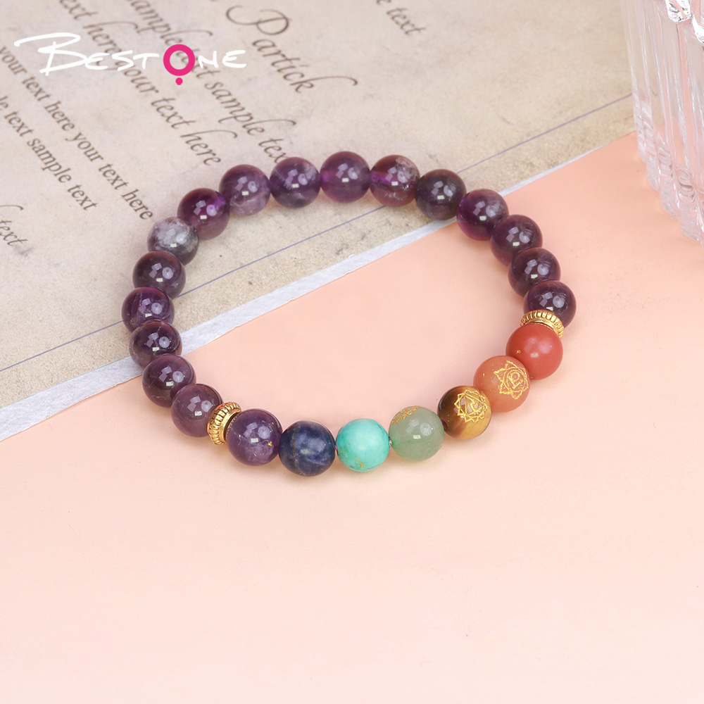 Engraved Natural Stone & Crystal Bead Bracelet – Amethyst, Blue Aventurine, 8mm Beads – Spiritual Jewelry Engraved Natural Stone & Crystal Bead Bracelet – Amethyst, Blue Aventurine, 8mm Beads – Spiritual Jewelry