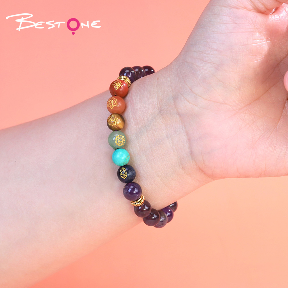 Engraved Natural Stone & Crystal Bead Bracelet – Amethyst, Blue Aventurine, 8mm Beads – Spiritual Jewelry Engraved Natural Stone & Crystal Bead Bracelet – Amethyst, Blue Aventurine, 8mm Beads – Spiritual Jewelry