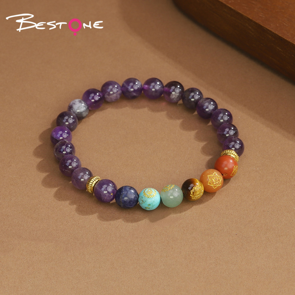 Engraved Natural Stone & Crystal Bead Bracelet – Amethyst, Blue Aventurine, 8mm Beads – Spiritual Jewelry Engraved Natural Stone & Crystal Bead Bracelet – Amethyst, Blue Aventurine, 8mm Beads – Spiritual Jewelry