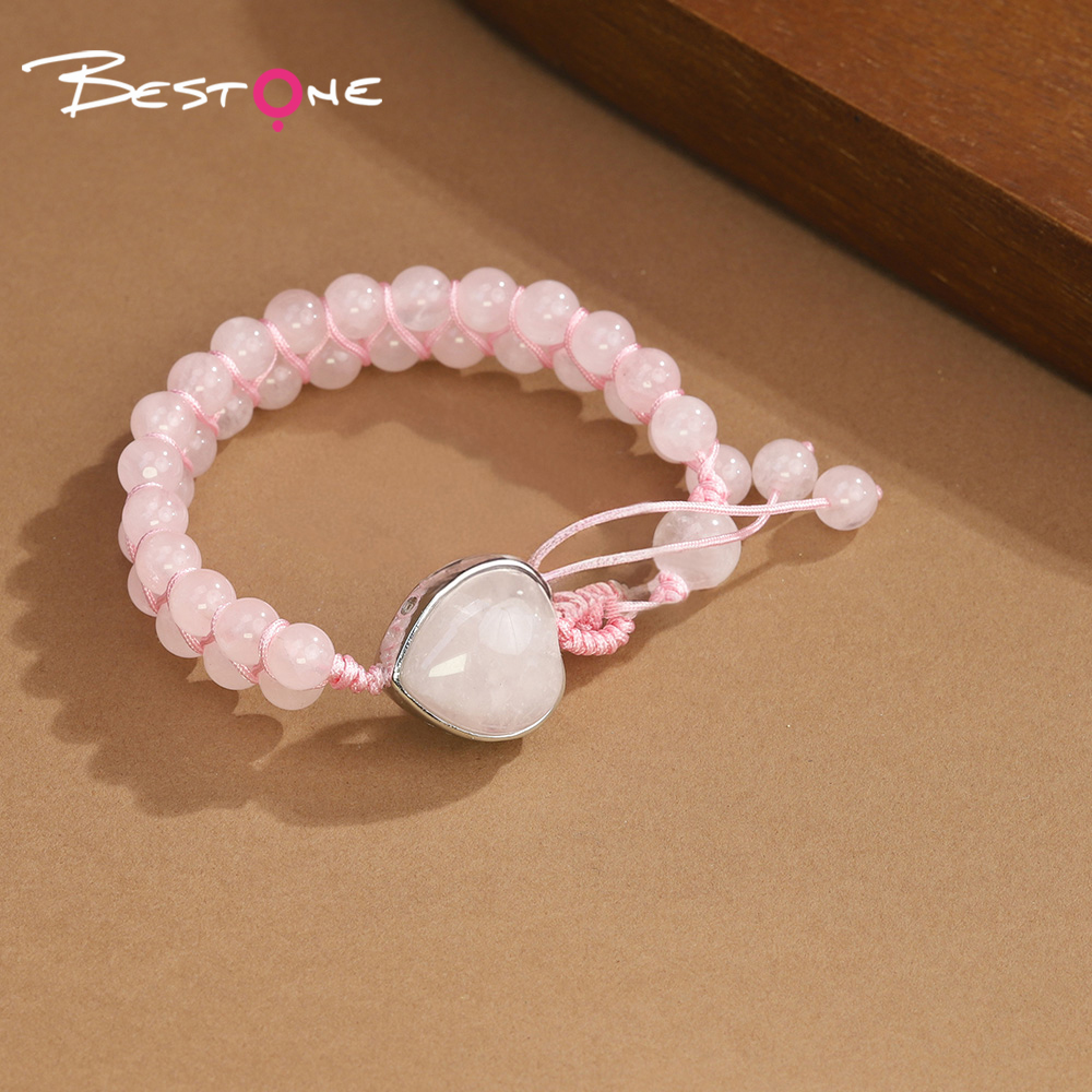 Double-Strand Natural Stone Bracelet with Heart Pendant – Tiger Eye, Rose Quartz, Purple Fluorite – 6mm Beads Double-Strand Natural Stone Bracelet with Heart Pendant – Tiger Eye, Rose Quartz, Purple Fluorite – 6mm Beads