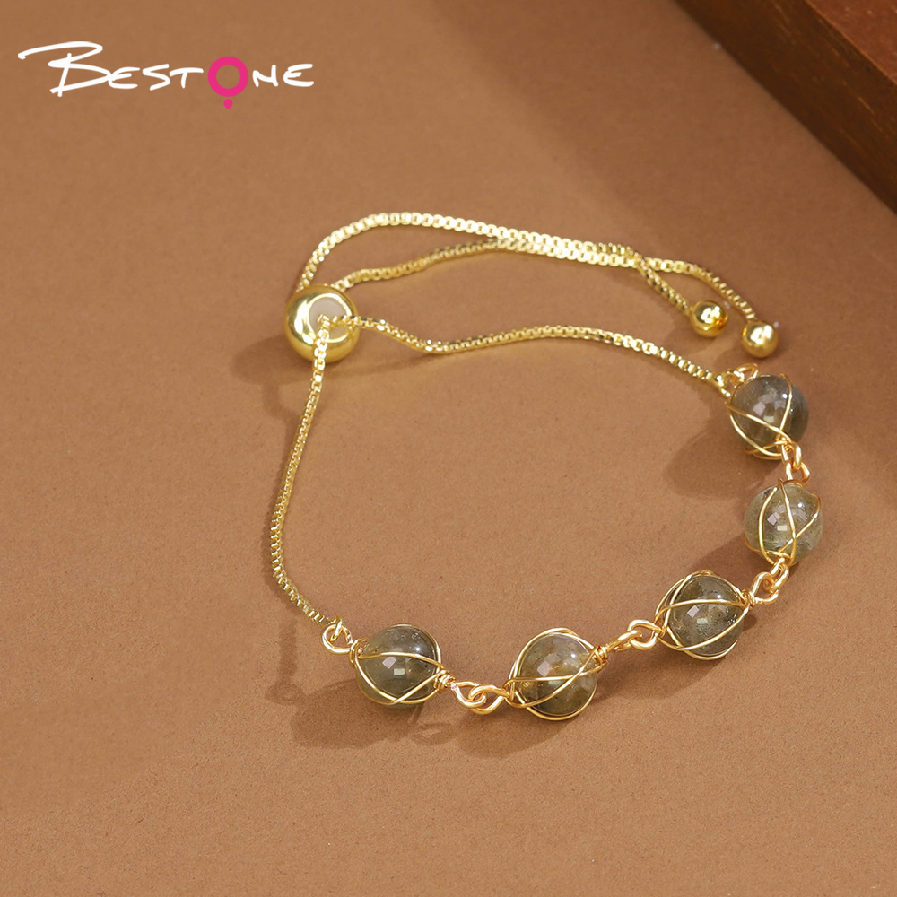 8mm Natural Stone Bead Bracelet with Metal Chain – Amethyst, Green Agate, Opal, Red Agate, Sparkling Stone, Strawberry Quartz, Multi-Color