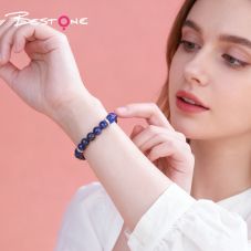 8mm Natural Stone Bead Bracelet with Gear Rhinestone Spacer & Heart Pendant – Lapis, Amethyst, Clear Quartz, Strawberry Quartz, Aventurine, Tiger Eye, Gold Obsidian, Rose Quartz