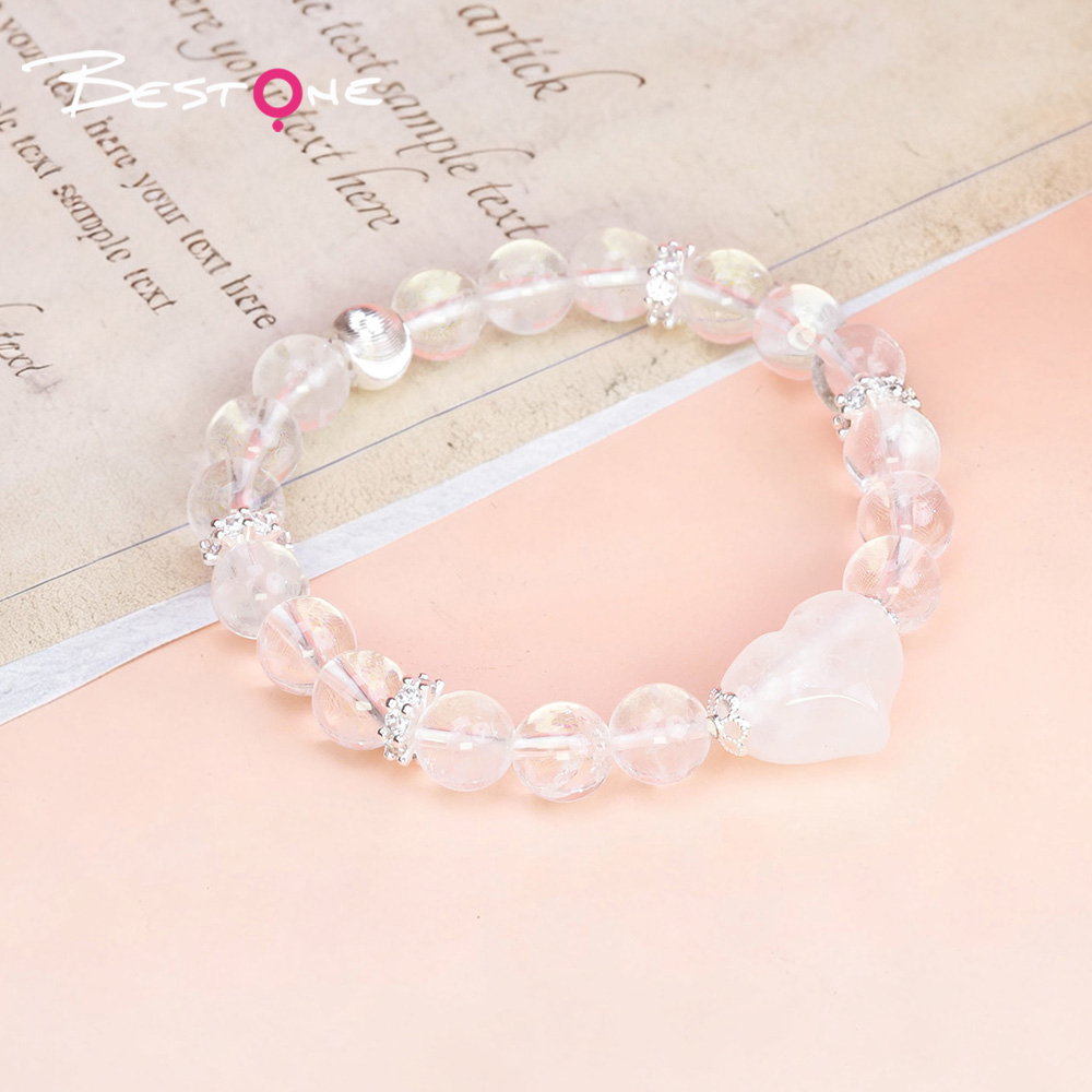 8mm Natural Stone Bead Bracelet with Gear Rhinestone Spacer & Heart Pendant – Lapis, Amethyst, Clear Quartz, Strawberry Quartz, Aventurine, Tiger Eye, Gold Obsidian, Rose Quartz 8mm Natural Stone Bead Bracelet with Gear Rhinestone Spacer & Heart Pendant – Lapis, Amethyst, Clear Quartz, Strawberry Quartz, Aventurine, Tiger Eye, Gold Obsidian, Rose Quartz