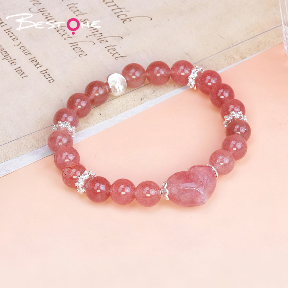 8mm Natural Stone Bead Bracelet with Gear Rhinestone Spacer & Heart Pendant – Lapis, Amethyst, Clear Quartz, Strawberry Quartz, Aventurine, Tiger Eye, Gold Obsidian, Rose Quartz 8mm Natural Stone Bead Bracelet with Gear Rhinestone Spacer & Heart Pendant – Lapis, Amethyst, Clear Quartz, Strawberry Quartz, Aventurine, Tiger Eye, Gold Obsidian, Rose Quartz