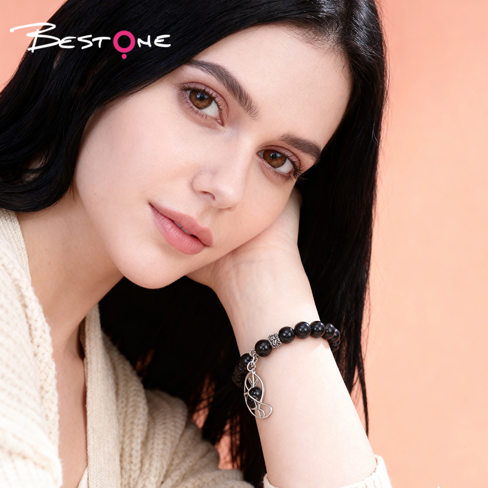 8mm Natural Stone & Crystal Bead Bracelet with Hollow Moon Pendant – Rose Quartz, Green Aventurine, Black Agate, Tiger Eye 8mm Natural Stone & Crystal Bead Bracelet with Hollow Moon Pendant – Rose Quartz, Green Aventurine, Black Agate, Tiger Eye