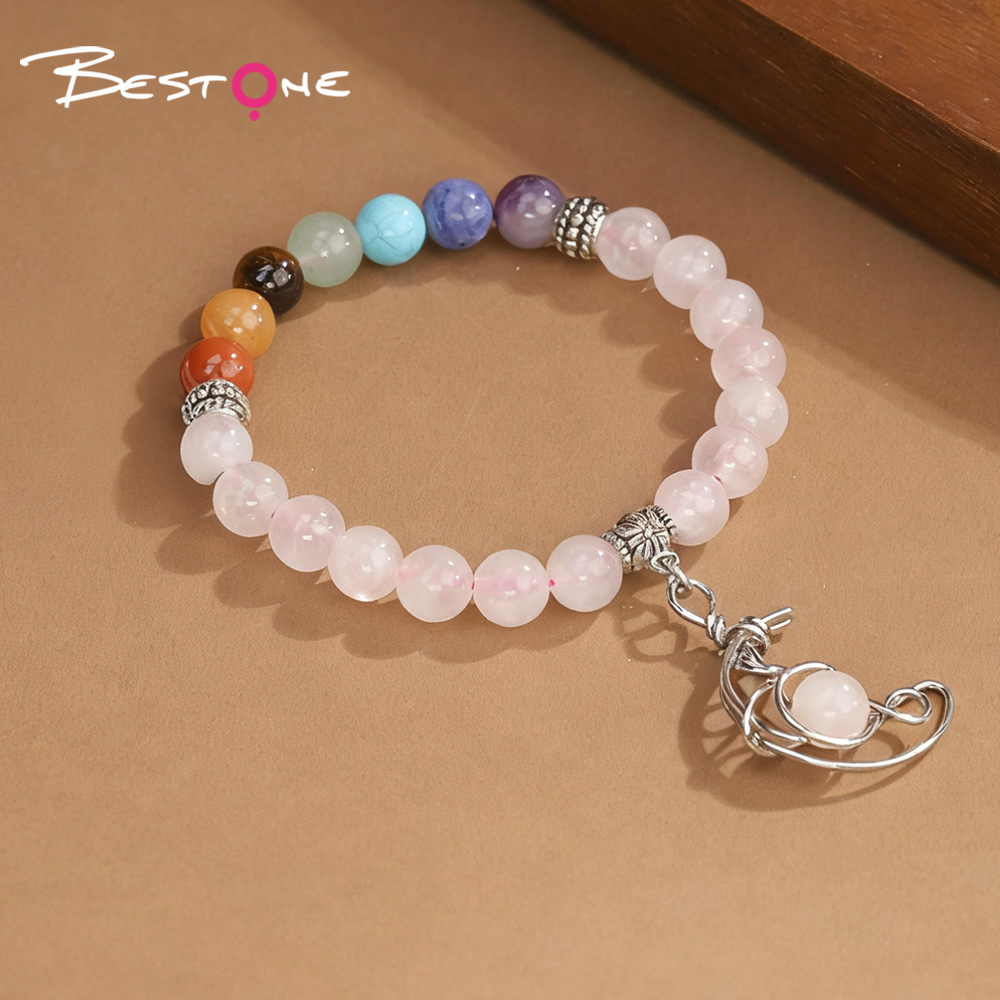 8mm Natural Stone & Crystal Bead Bracelet with Hollow Moon Pendant – Rose Quartz, Green Aventurine, Black Agate, Tiger Eye 8mm Natural Stone & Crystal Bead Bracelet with Hollow Moon Pendant – Rose Quartz, Green Aventurine, Black Agate, Tiger Eye