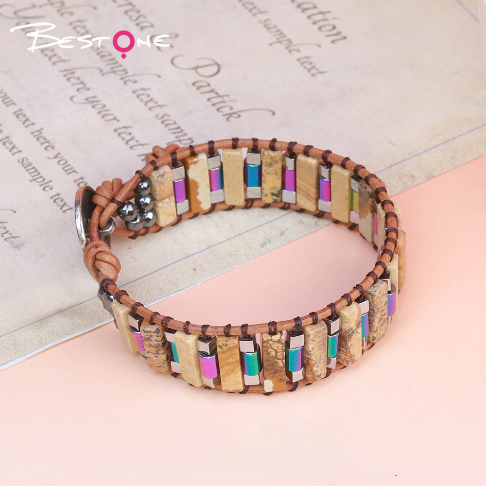 Natural Stone Bar Bead Bracelet with Rainbow Iron Beads & Alloy Tree of Life Charm – Tiger Eye, Picture Stone, White Turquoise, Aventurine, Lapis, Flower Green Stone Natural Stone Bar Bead Bracelet with Rainbow Iron Beads & Alloy Tree of Life Charm – Tiger Eye, Picture Stone, White Turquoise, Aventurine, Lapis, Flower Green Stone