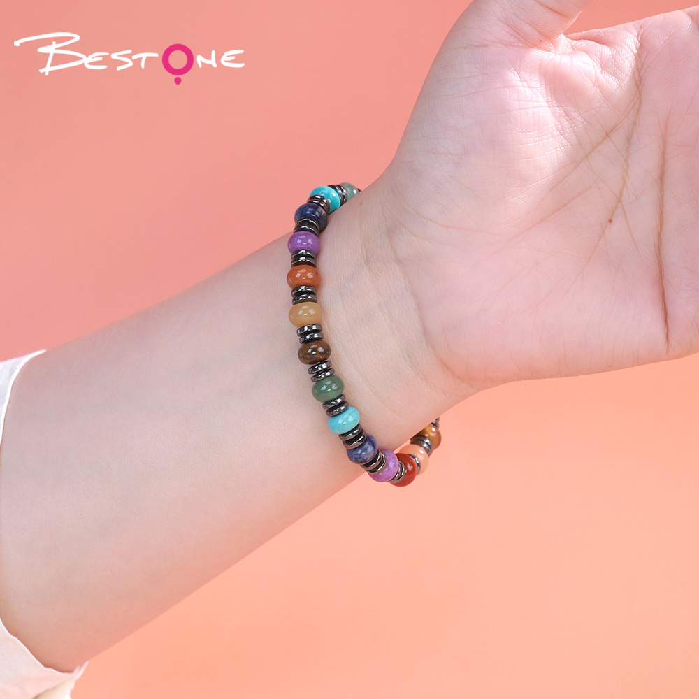 8mm Natural Stone Abacus Bead Bracelet – Healing Crystal, Energy Gemstone & Seven Chakra Energy Stone