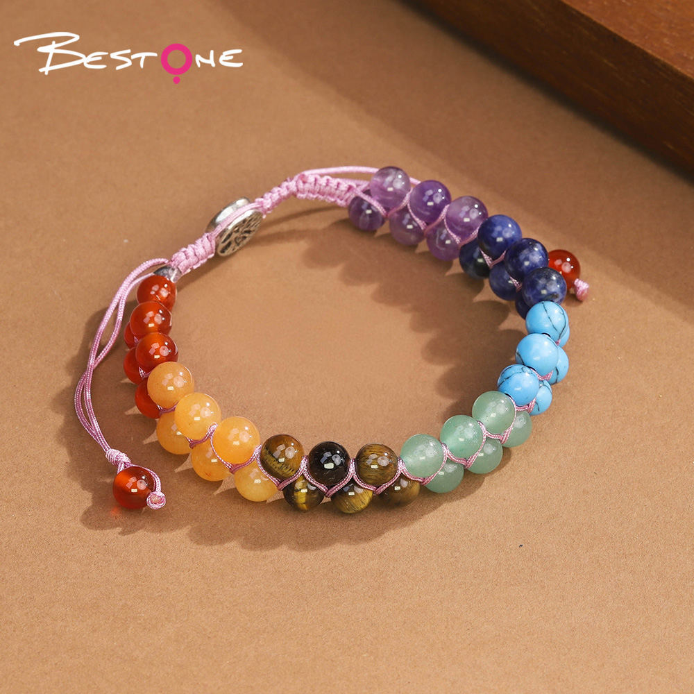 Multicolor Natural Stone Bracelet – Healing Crystal & Energy Gemstone Yoga Jewelry