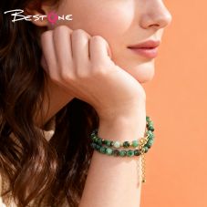 Double-Layer Heart Beaded Bracelet – White Crystal, Opal, Rose Quartz, Red Jasper, Tiger Eye, Amazonite & More – Adjustable Lobster Clasp