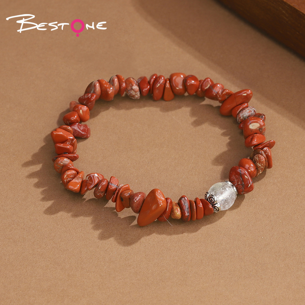 Gemstone Chip Bracelet with Single Bead – Clear Quartz 8mm – Metal Flower Setting 7mm – Pink Quartz, Amethyst, Amazonite, Turquoise, Tiger Eye, Red Agate, Red Jasper, Black Agate Gemstone Chip Bracelet with Single Bead – Clear Quartz 8mm – Metal Flower Setting 7mm – Pink Quartz, Amethyst, Amazonite, Turquoise, Tiger Eye, Red Agate, Red Jasper, Black Agate