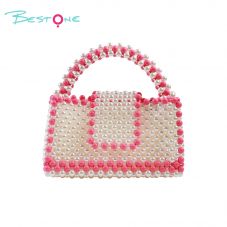 Beaded Top Handle & Crossbody Bag – Rectangular, Acrylic/Faux Pearl Beads, 20–20.5×6–8×11–12cm, Multi Colors