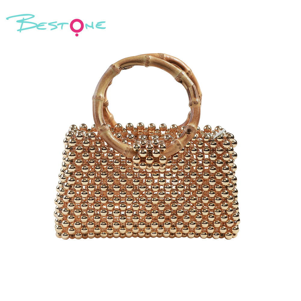 Beaded Top Handle & Crossbody Bag – Rectangular, Acrylic/Faux Pearl Beads, 20–20.5×6–8×11–12cm, Multi Colors