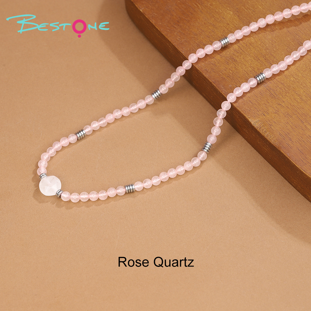 Healing Crystal & Energy Gemstone Necklace Set – Green Aventurine, Rose Quartz, Obsidian, Tiger Eye, Amazonite, Amethyst, 41cm