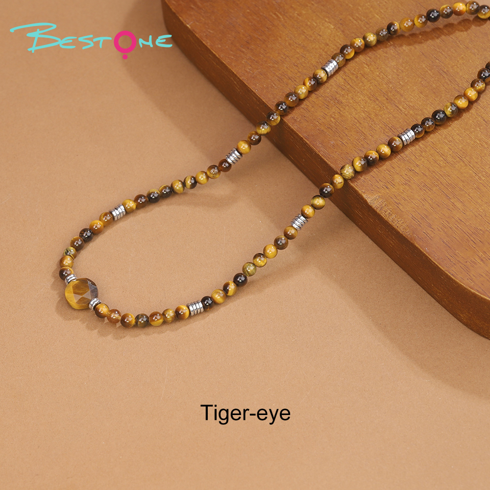 Healing Crystal & Energy Gemstone Necklace Set – Green Aventurine, Rose Quartz, Obsidian, Tiger Eye, Amazonite, Amethyst, 41cm