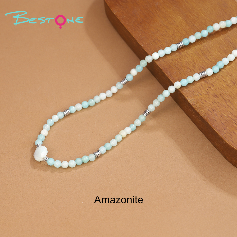 Healing Crystal & Energy Gemstone Necklace Set – Green Aventurine, Rose Quartz, Obsidian, Tiger Eye, Amazonite, Amethyst, 41cm