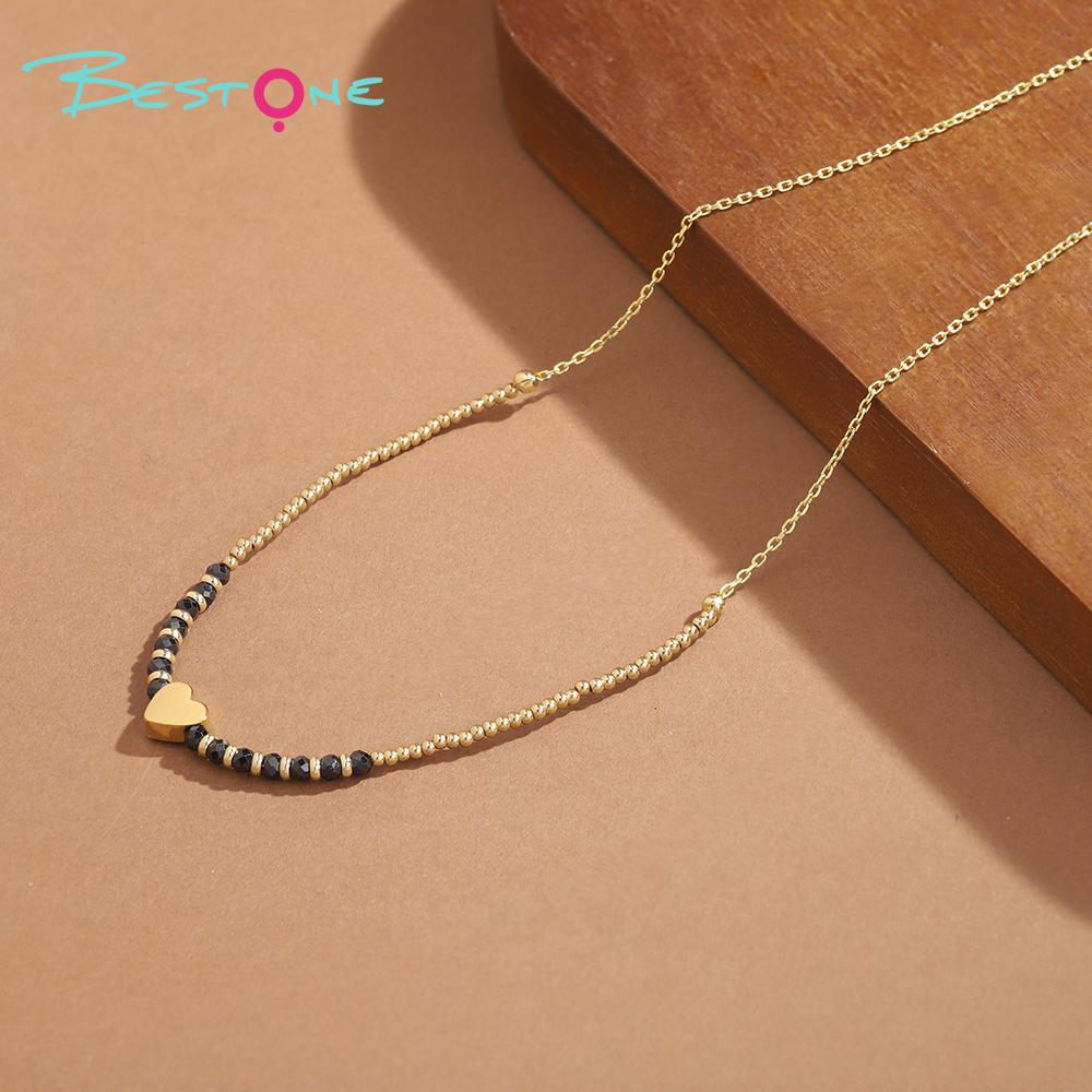 Healing Crystal & Energy Gemstone Necklace – Faceted Natural Beads with Gold Heart & Seven Chakra Accents