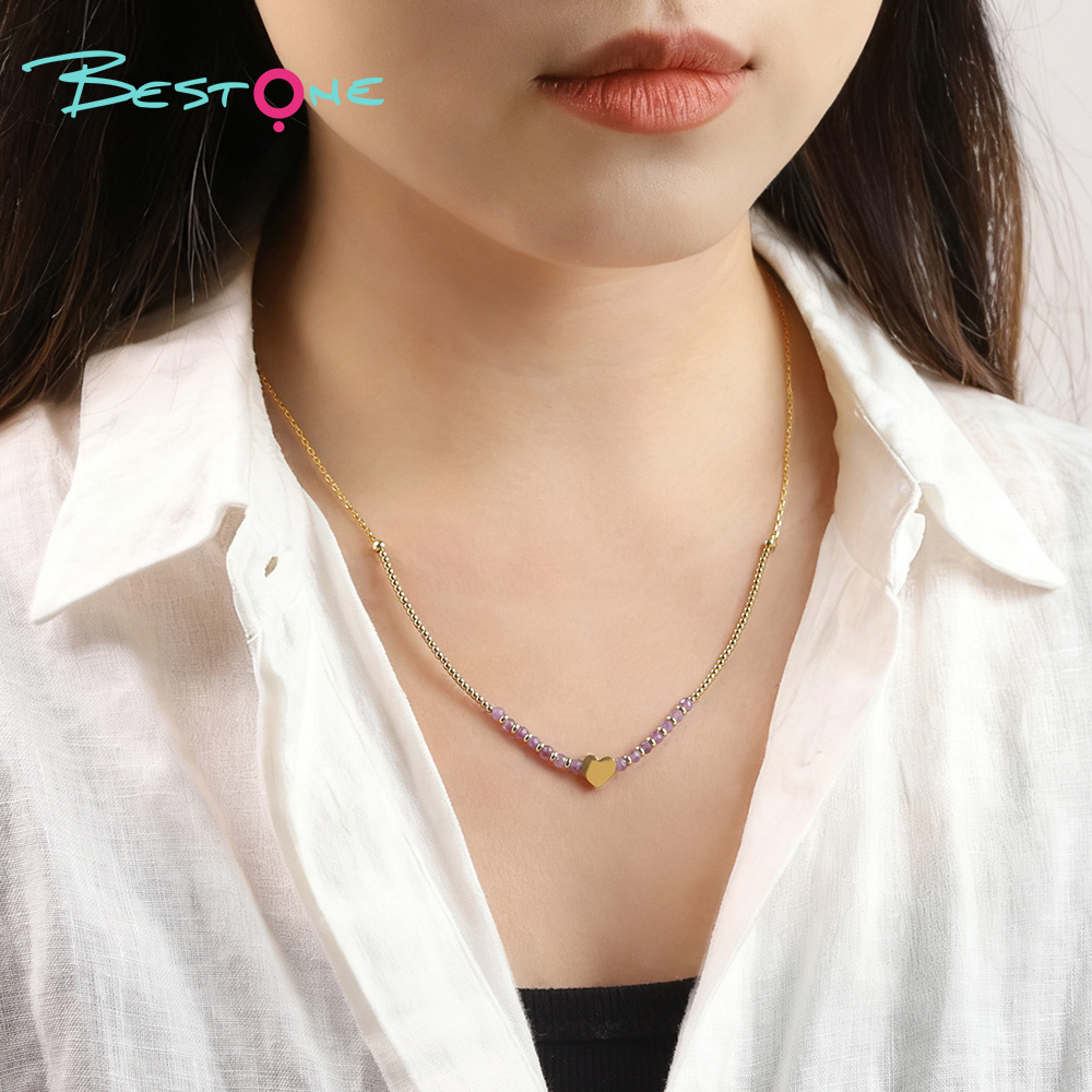 Healing Crystal & Energy Gemstone Necklace – Faceted Natural Beads with Gold Heart & Seven Chakra Accents