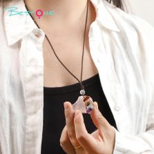 Healing Crystal & Energy Gemstone Necklace Set – Rose Quartz, Amethyst, Clear Quartz with Rainbow Seven Chakra Chips, 46cm