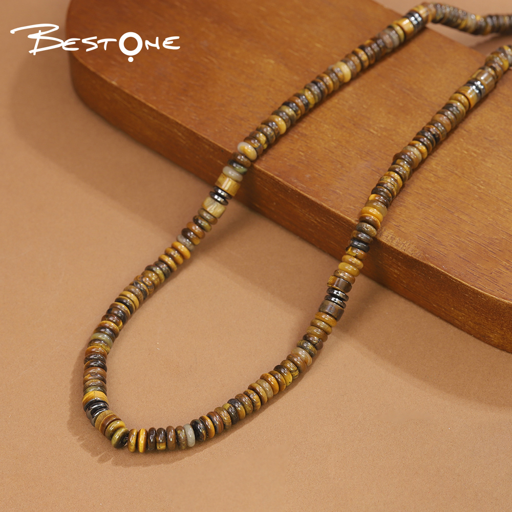 Healing Crystal & Energy Gemstone Beaded Necklace – Natural 6mm Energy Stone with Antique Silver Spacers