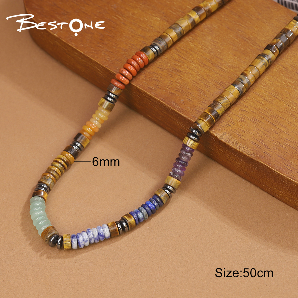 Healing Crystal & Energy Gemstone Necklace – Tiger Eye, Green Aventurine & Map Stone