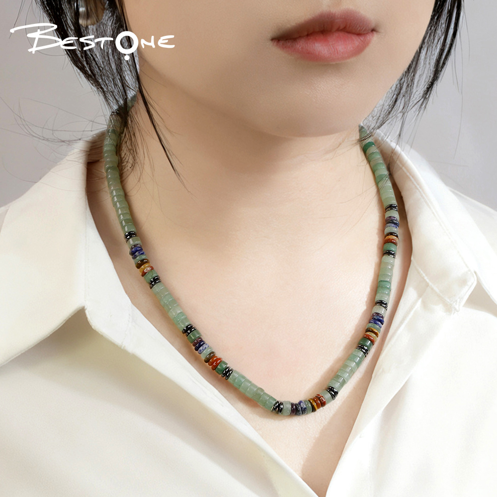 Healing Crystal & Energy Gemstone Necklace – Tiger Eye, Green Aventurine & Map Stone