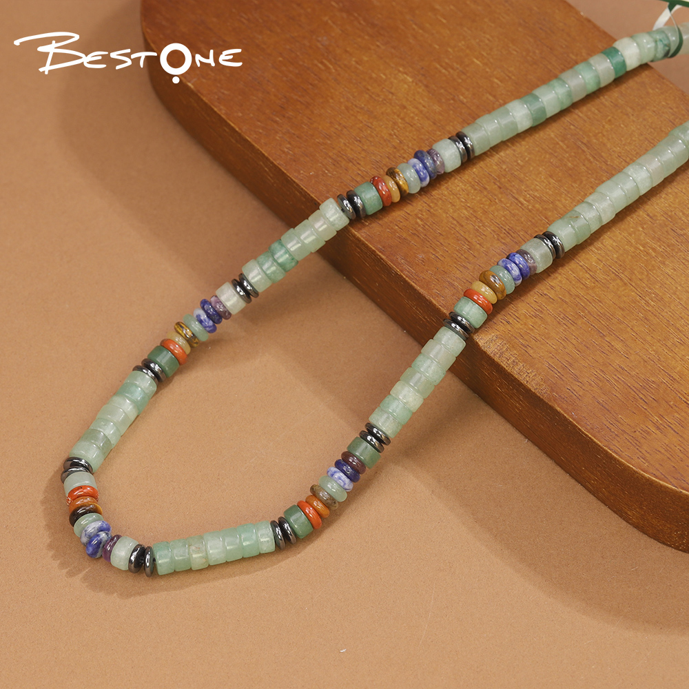 Healing Crystal & Energy Gemstone Necklace – Tiger Eye, Green Aventurine & Map Stone