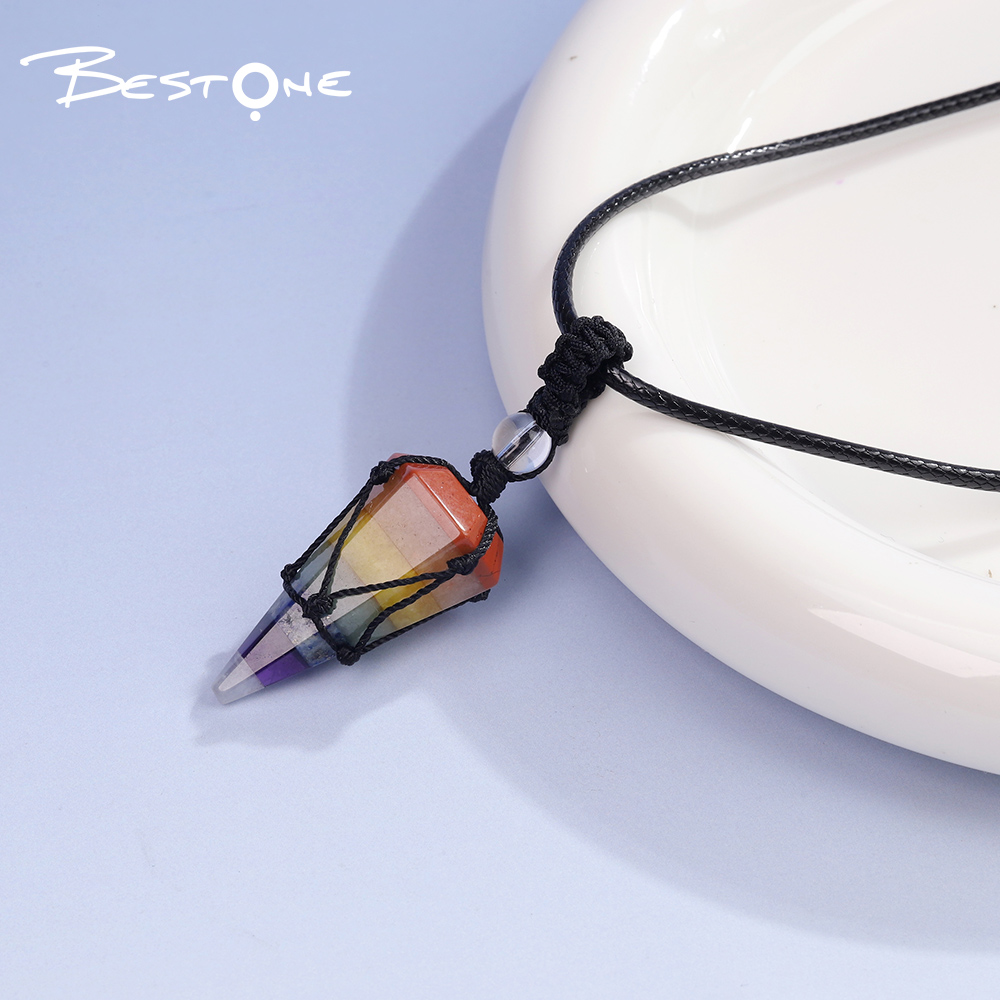 Adjustable Wax Cord Necklace with Healing Crystal & Energy Gemstone Pendants