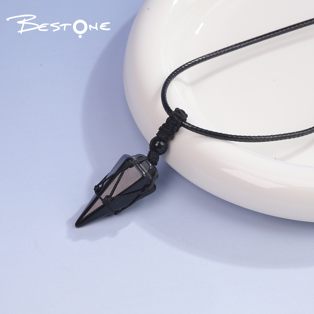 Adjustable Wax Cord Necklace with Healing Crystal & Energy Gemstone Pendants