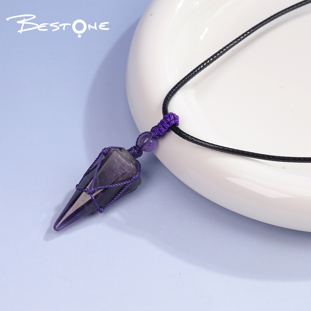 Adjustable Wax Cord Necklace with Healing Crystal & Energy Gemstone Pendants