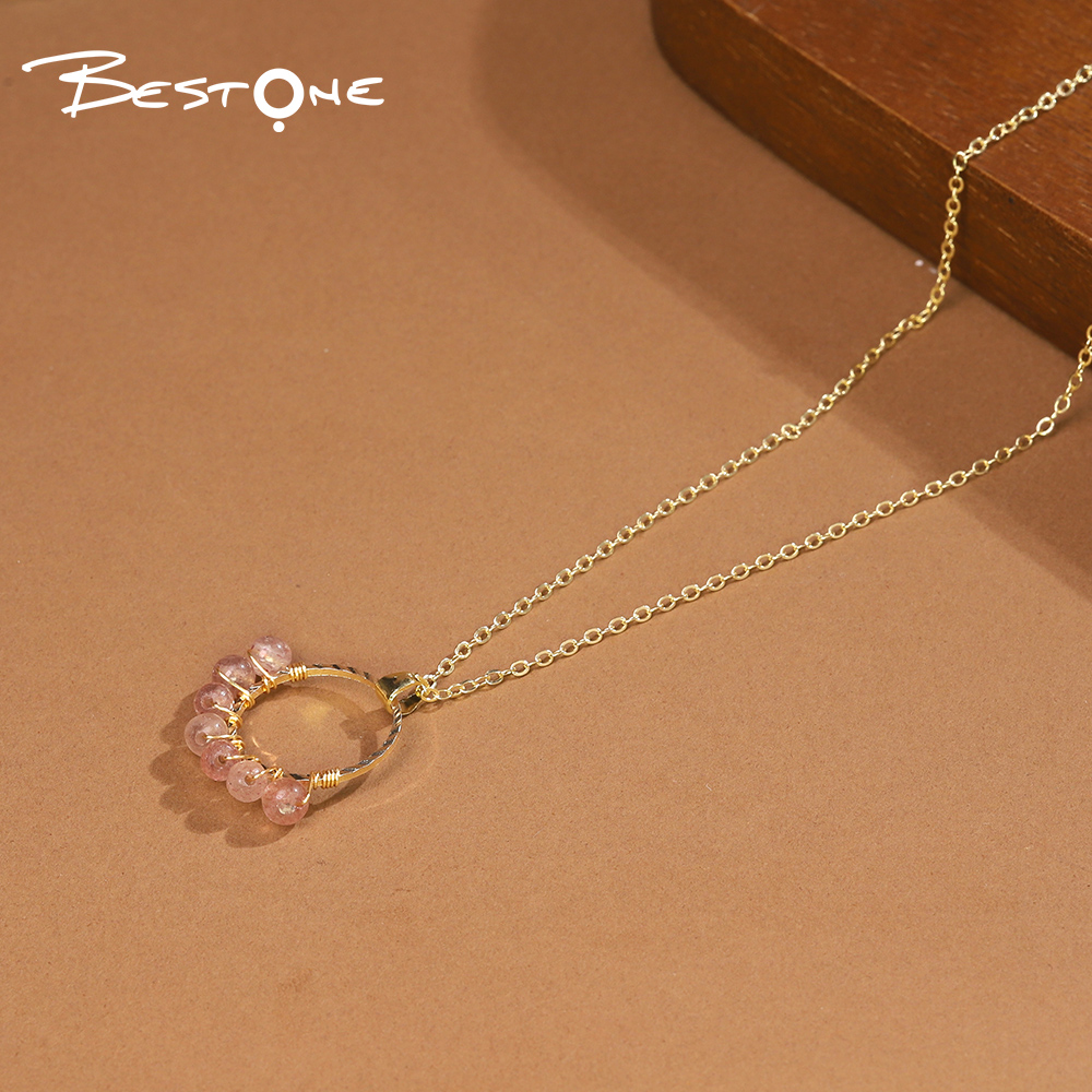 Natural Healing Crystal & Energy Gemstone Beaded Necklace with Ring Pendant – 4mm Energy Stone Beads