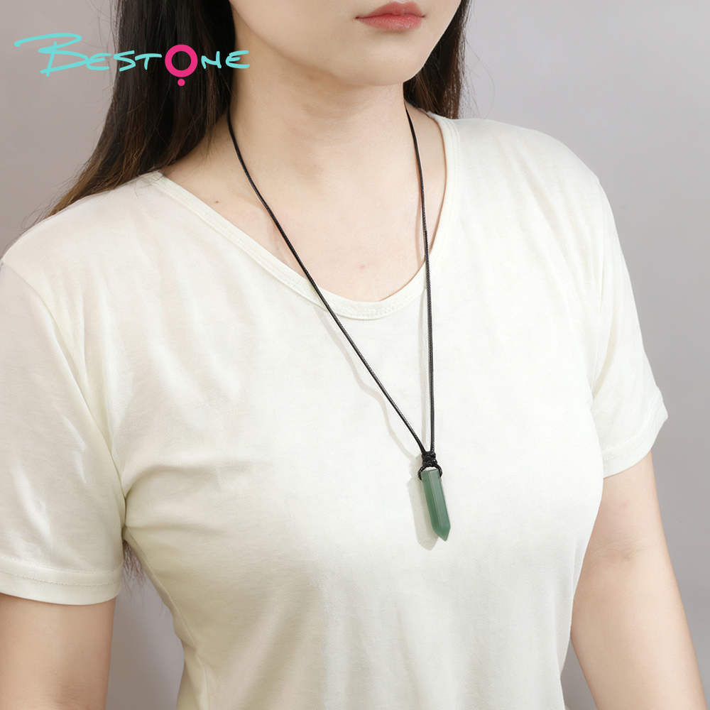 Healing Crystal & Energy Gemstone Necklace Set – Green Aventurine, Tiger Eye, Obsidian & Opal, Black Wax Cord