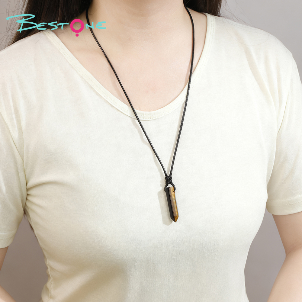 Healing Crystal & Energy Gemstone Necklace Set – Green Aventurine, Tiger Eye, Obsidian & Opal, Black Wax Cord