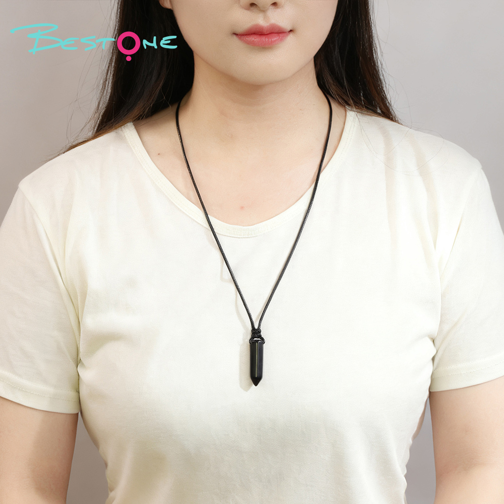 Healing Crystal & Energy Gemstone Necklace Set – Green Aventurine, Tiger Eye, Obsidian & Opal, Black Wax Cord