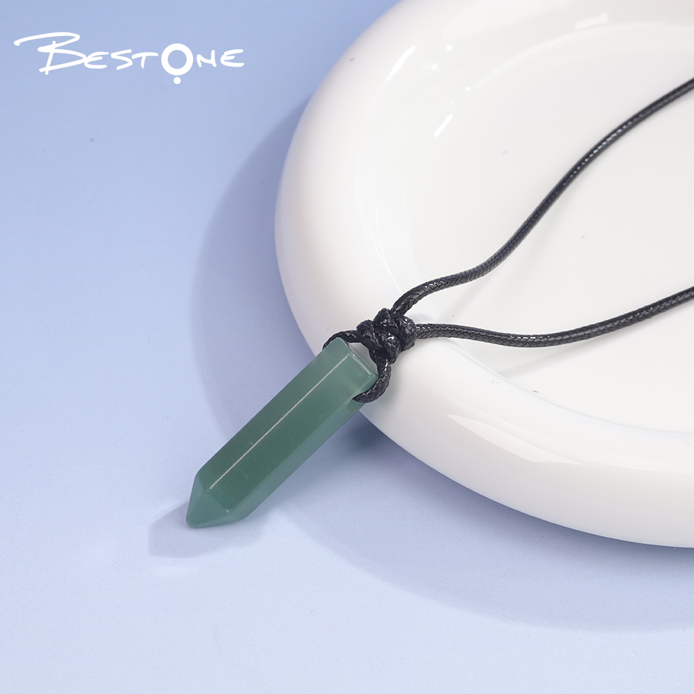 Healing Crystal & Energy Gemstone Necklace Set – Green Aventurine, Tiger Eye, Obsidian & Opal, Black Wax Cord